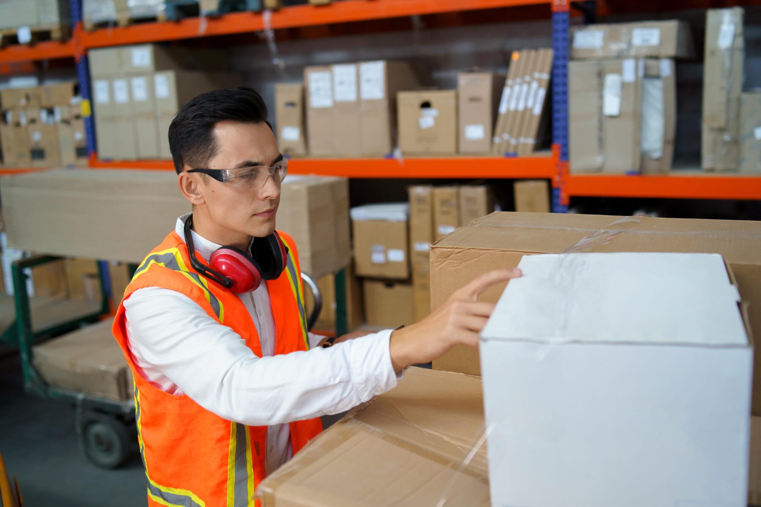 Warehouse associate checking returned products